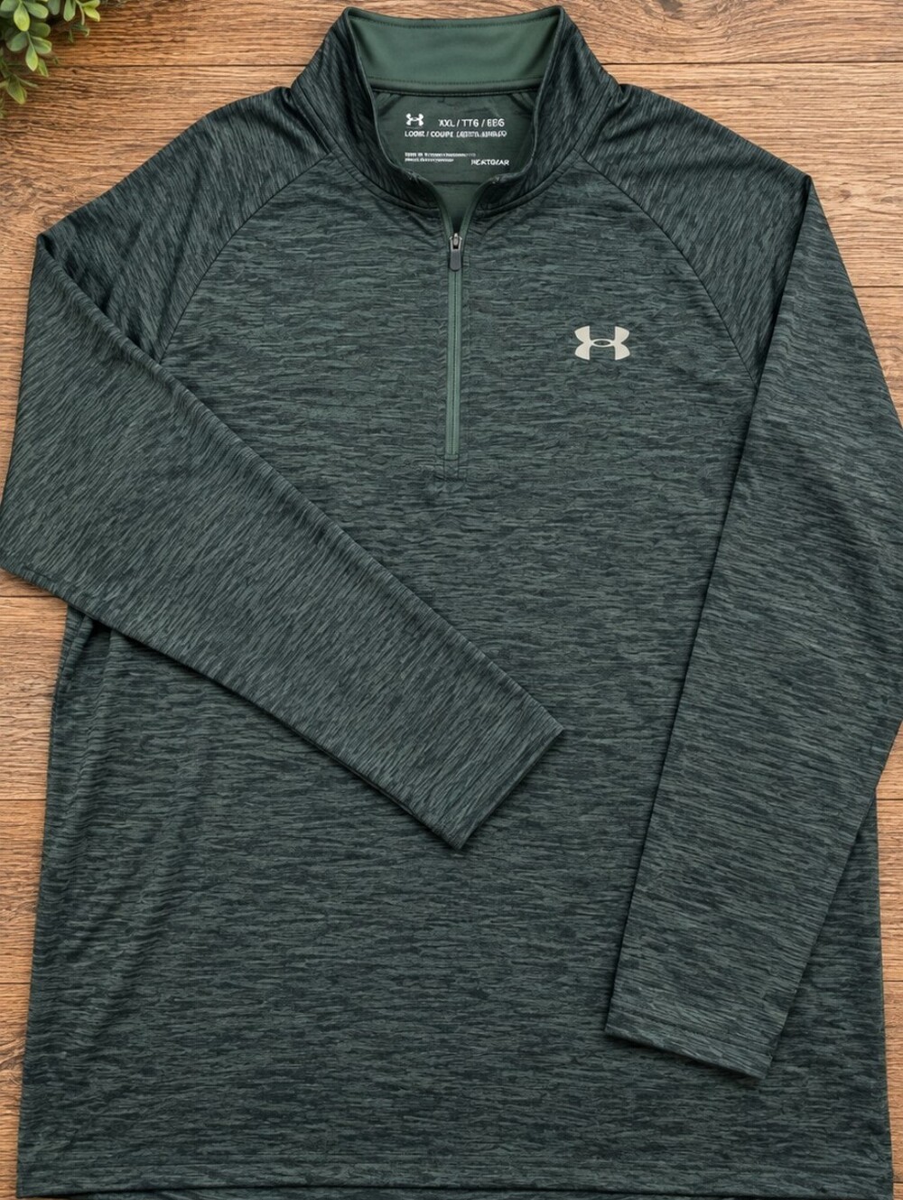 Under Armour HeatGear Men’s XXL Green 1/4 Zip Long Sleeve Performance Shirt #7